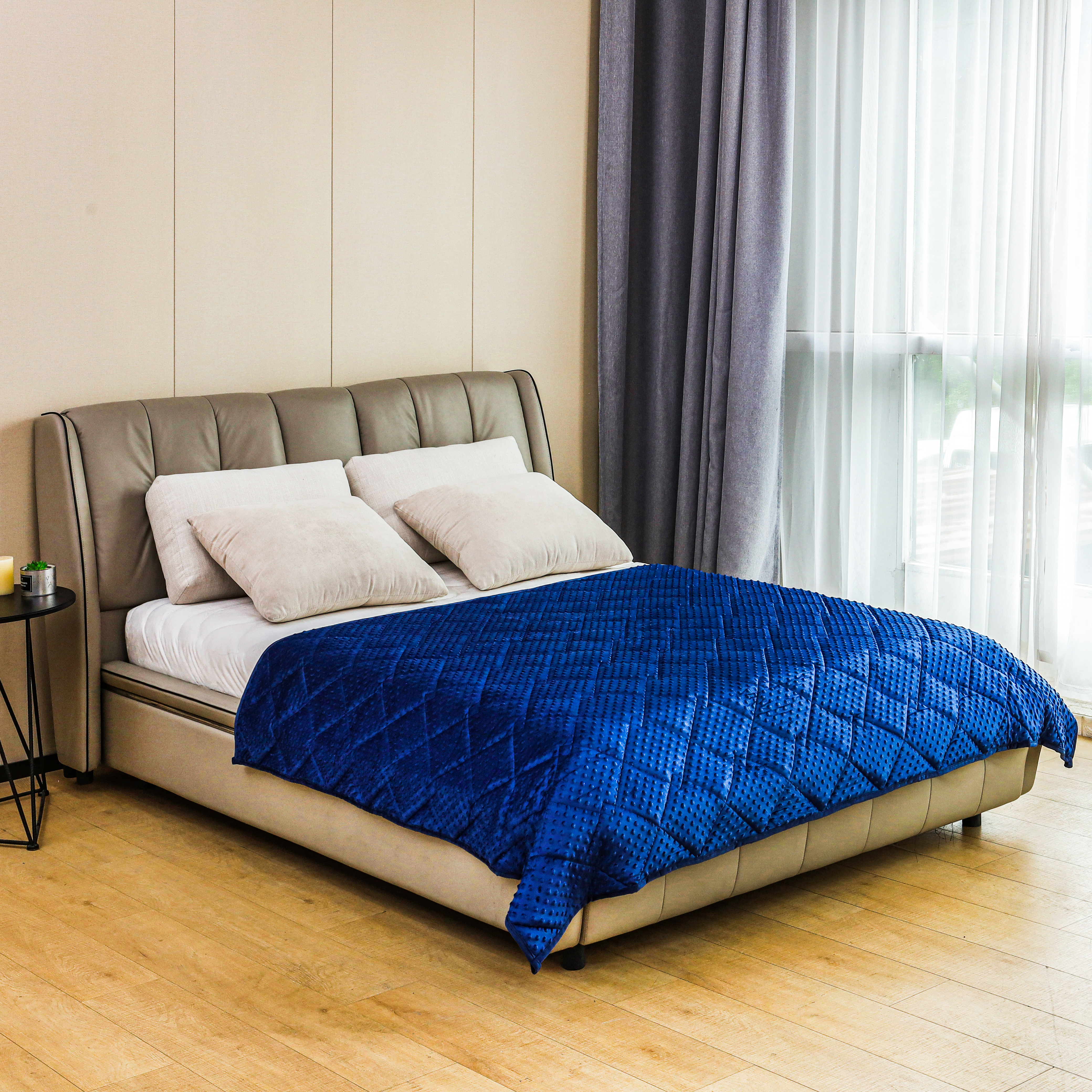 Weighted Blanket (60''x80'', 20lbs, Queen Size Dark Grey) for Adults, Soft Material with Premium Glass Bead, Machine Washable