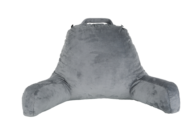 Reading Pillow for Adult with Shredded Memory Foam, Back Rest Pillow Use A for Sitting in Bed with Arms, Pockets And Washable Cover(Grey)