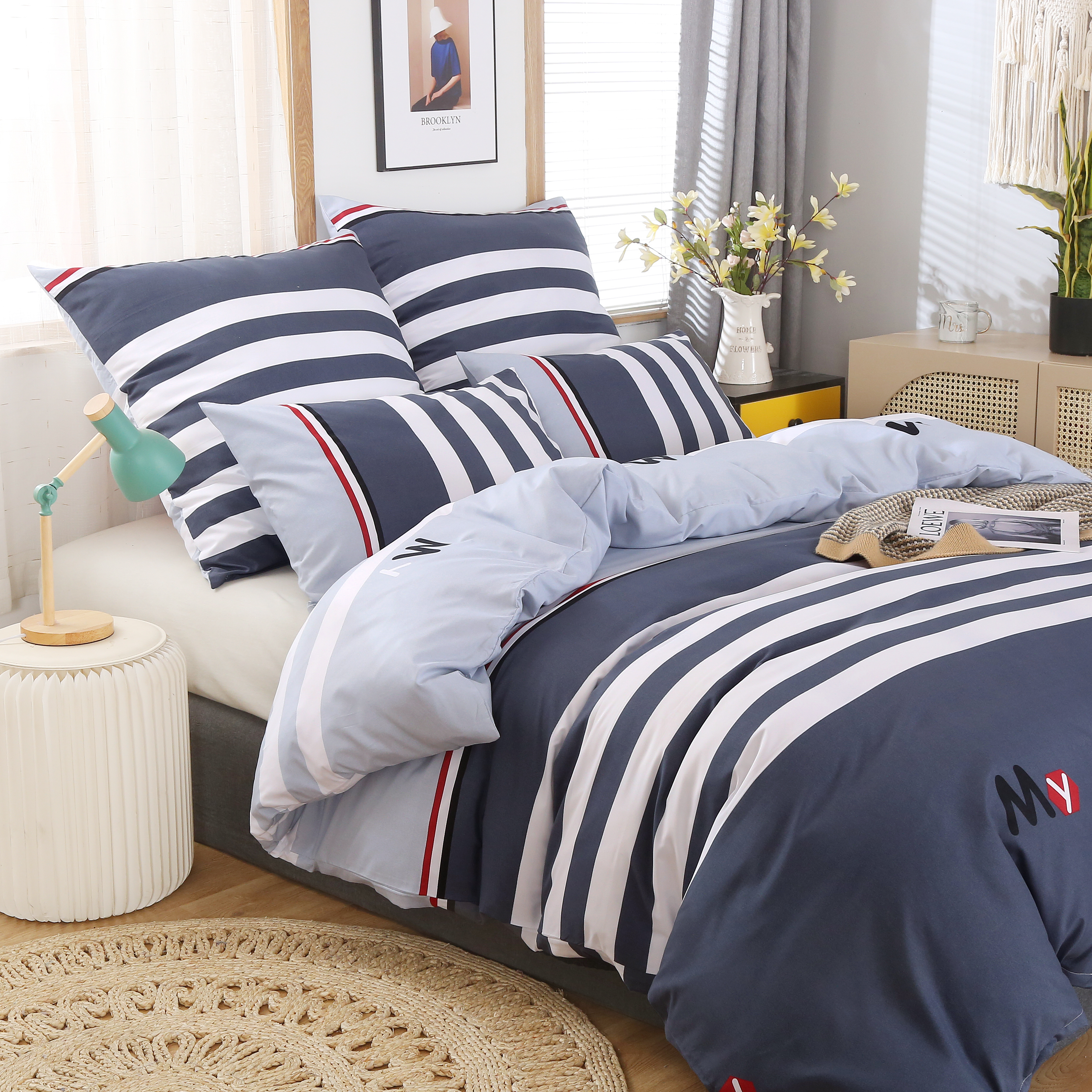 Bed Suite Stripe Design Customizable OEM ODM