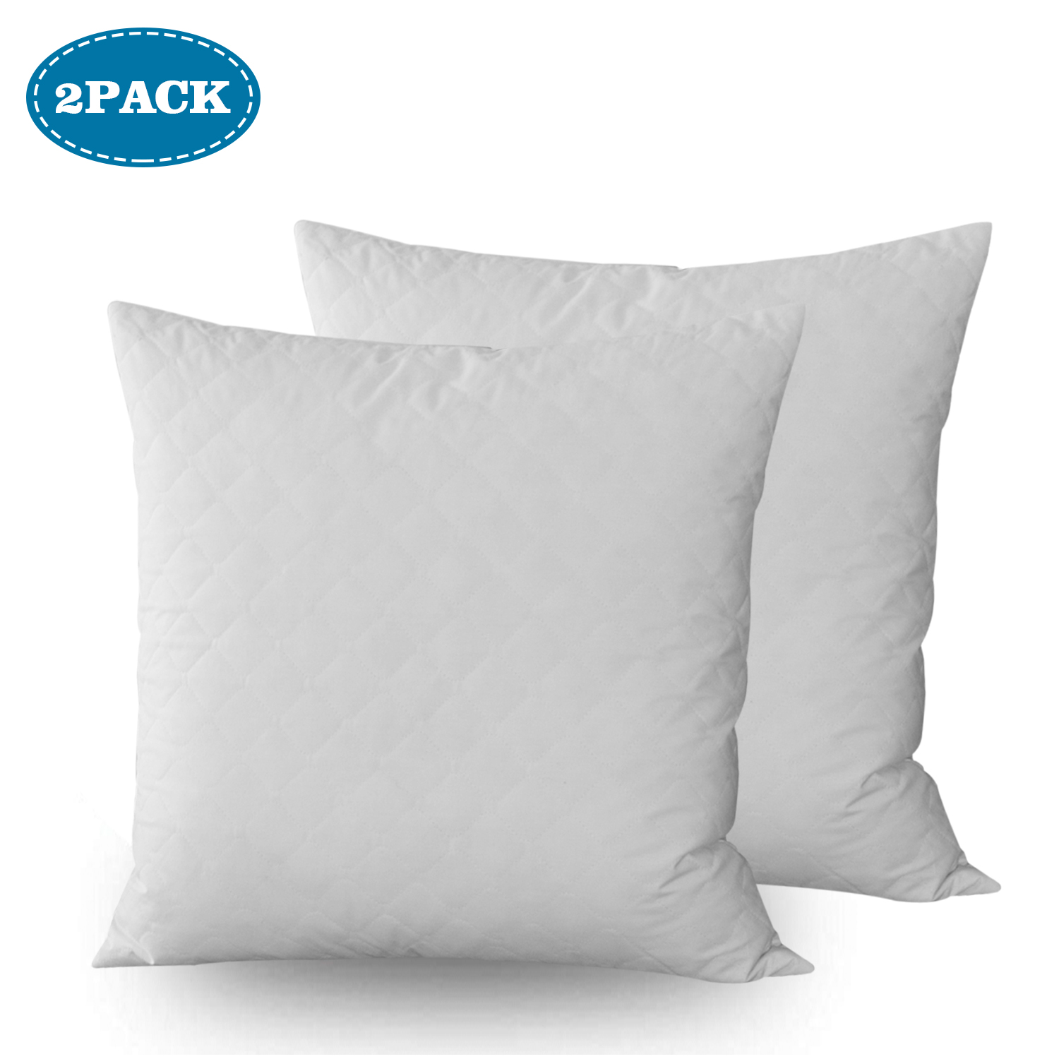 Premium Duck Down Feather Throw Pillow Inserts(Set of 2)-100% Cotton Cover, Square,Luxury Soft Plush,Premium Stuffer Down,Hand Wash