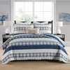 Quilt King Size,Blue White Striped King Quilt Set, Farmhouse King Quilt Bedding Set, Lightweight Bedding King,Bedspread All Season 3 Pieces 100% Cotton