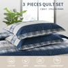 Quilt King Size,Blue White Striped King Quilt Set, Farmhouse King Quilt Bedding Set, Lightweight Bedding King,Bedspread All Season 3 Pieces 100% Cotton