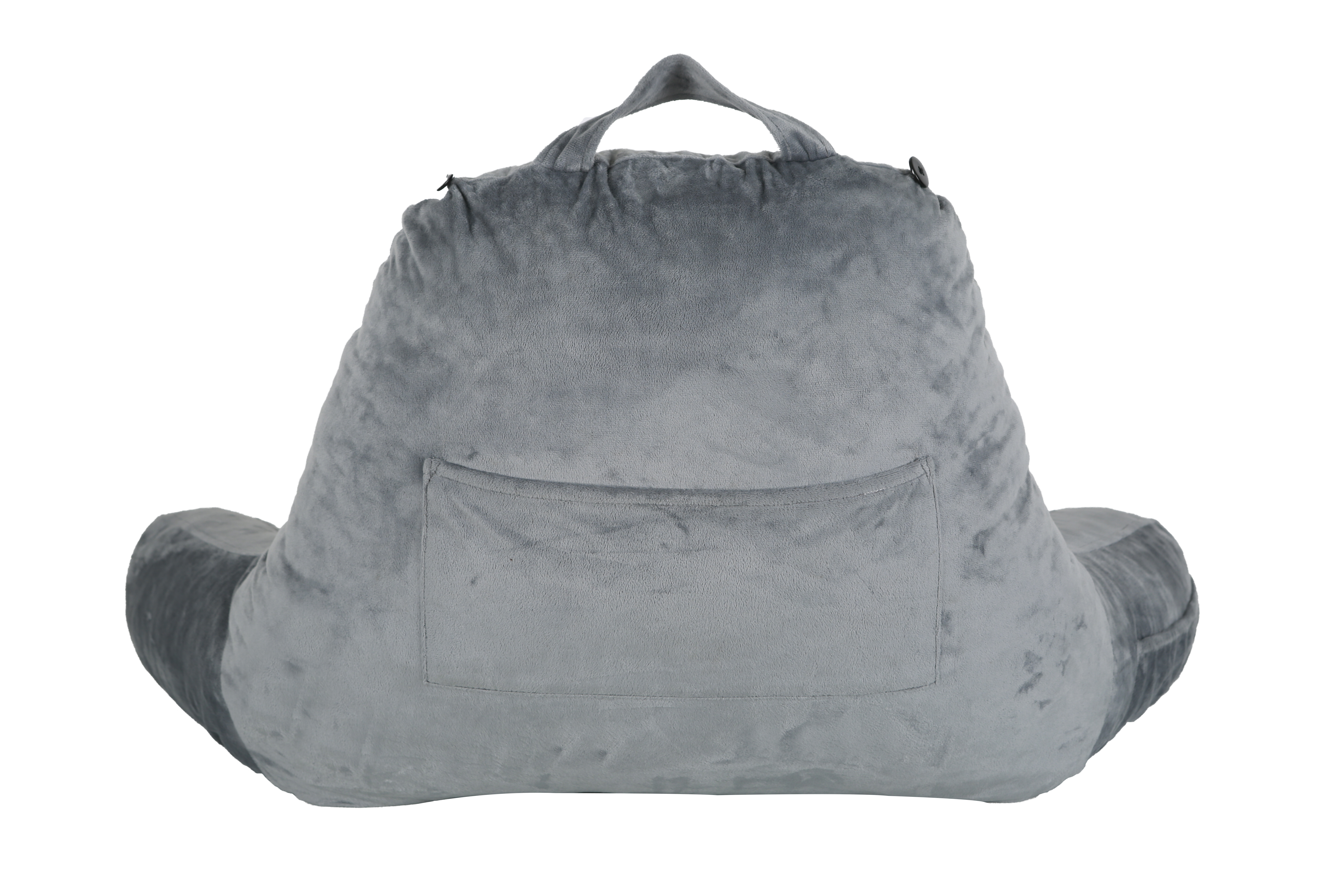Reading Pillow for Adult with Shredded Memory Foam, Back Rest Pillow Use A for Sitting in Bed with Arms, Pockets And Washable Cover(Grey)