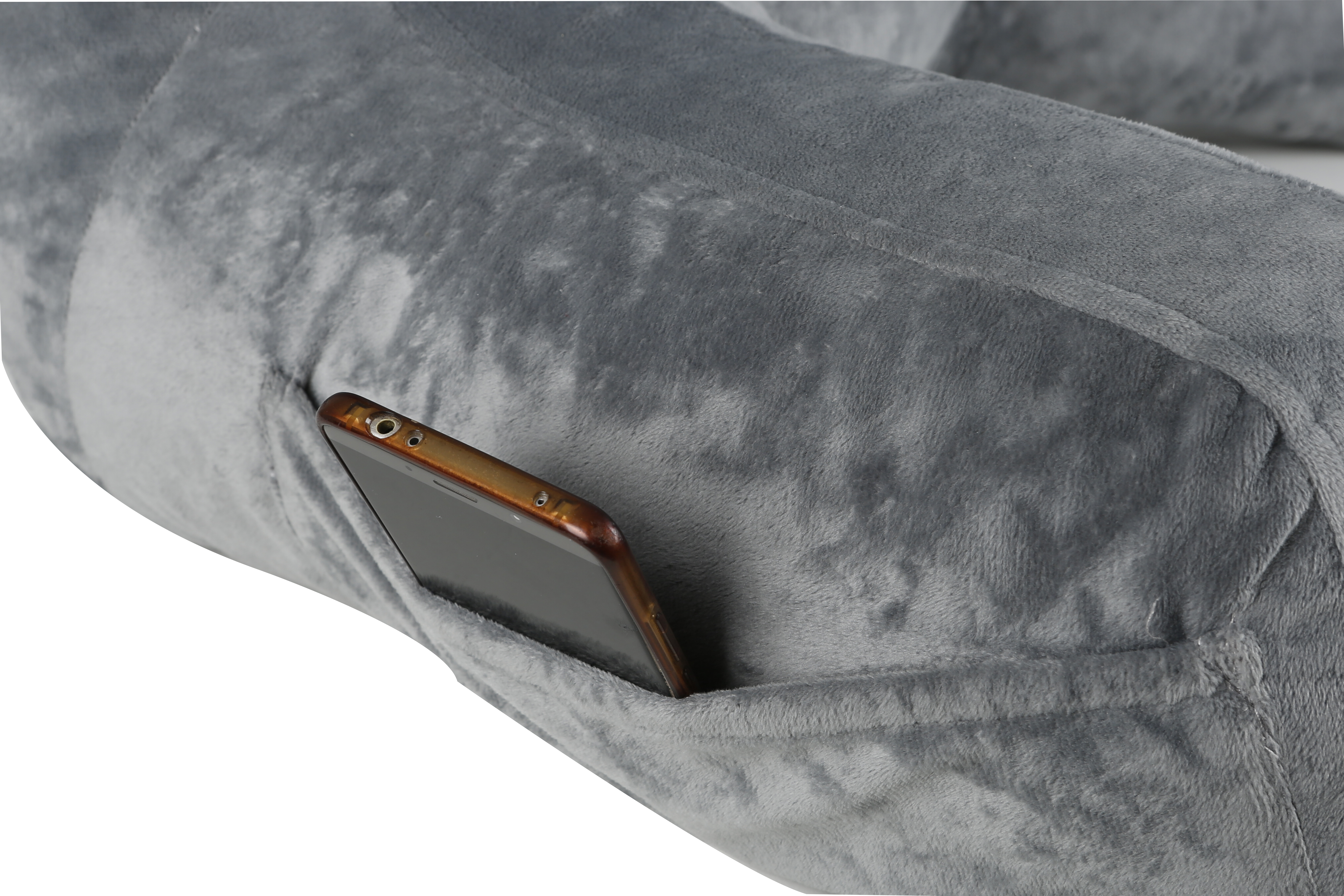 Reading Pillow for Adult with Shredded Memory Foam, Back Rest Pillow Use A for Sitting in Bed with Arms, Pockets And Washable Cover(Grey)