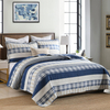 Quilt King Size,Blue White Striped King Quilt Set, Farmhouse King Quilt Bedding Set, Lightweight Bedding King,Bedspread All Season 3 Pieces 100% Cotton