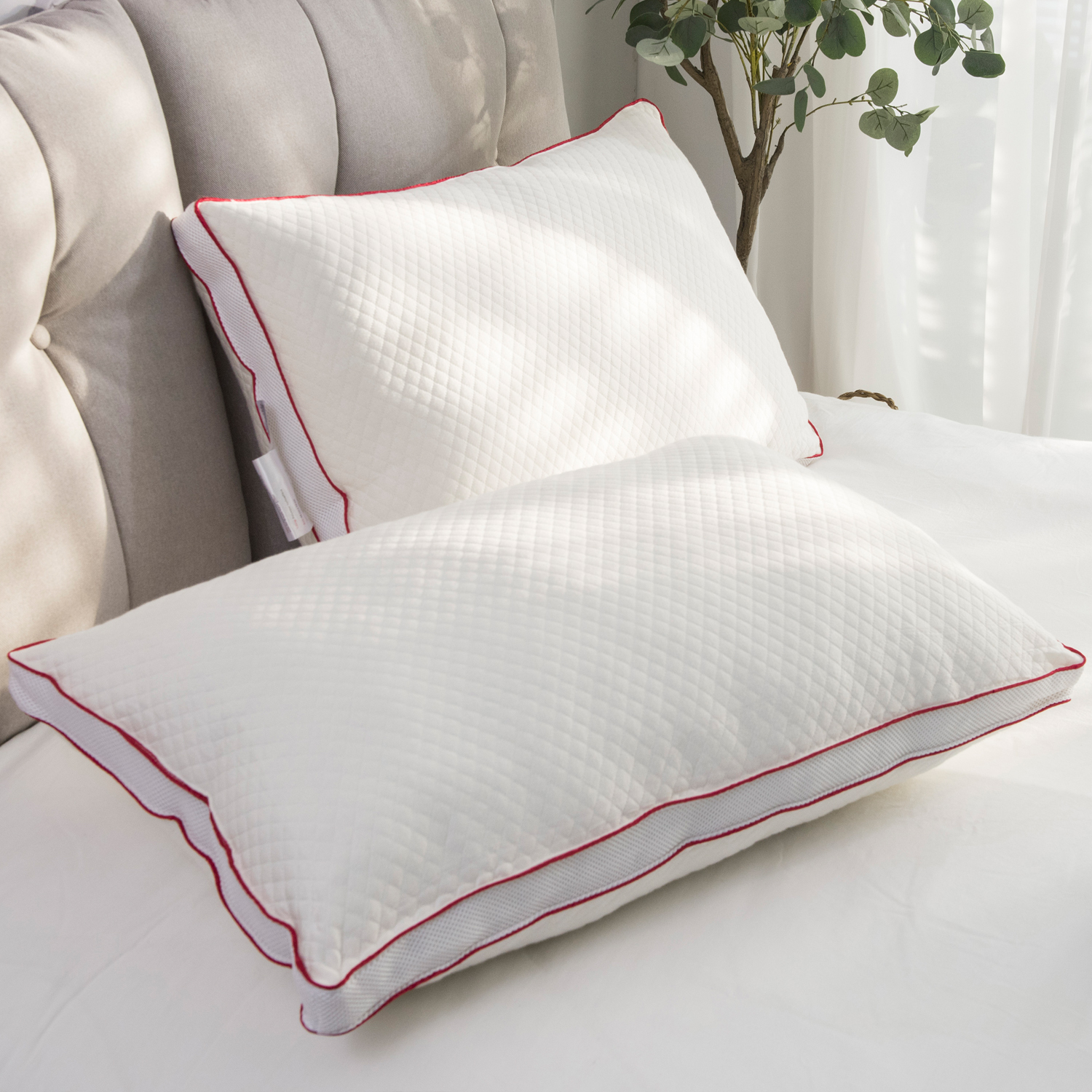 Pillow Custom OEM ODM Wrapping Red And Blue, Customizable Chemical Fiber Filling