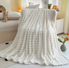 Faux Rabbit Fur Shaggy Blanket with Rolled Edges, Single Layer, Double-Sided, Four-Season Use